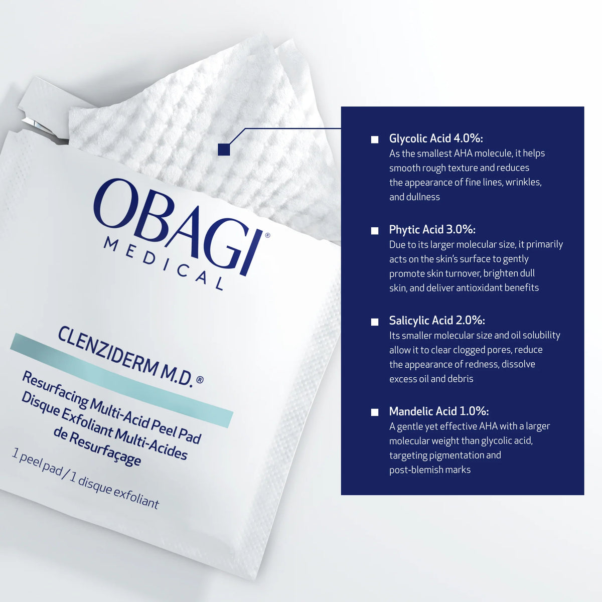 Obagi Medical CLENZIDERM M.D.® Resurfacing Multi-Acid Peel Pads (30 Pads)