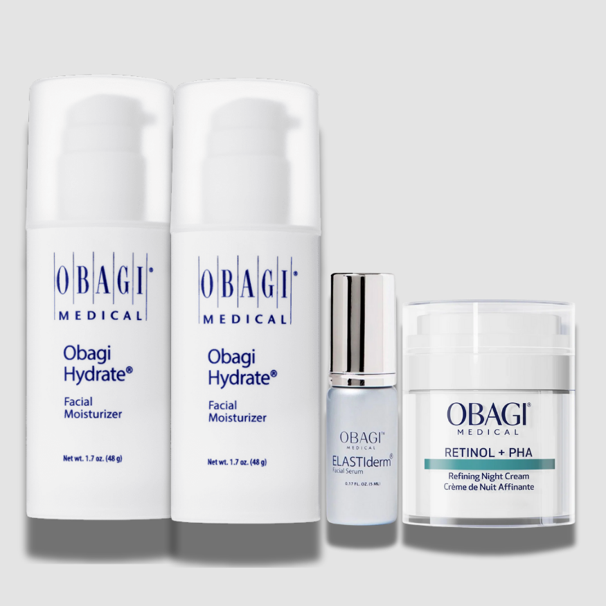 Obagi Complete Hydration & Renewal Bundle - 2x Hydrate 48g + Retinol PHA Night Cream + ELASTIderm Serum 5ml FREE